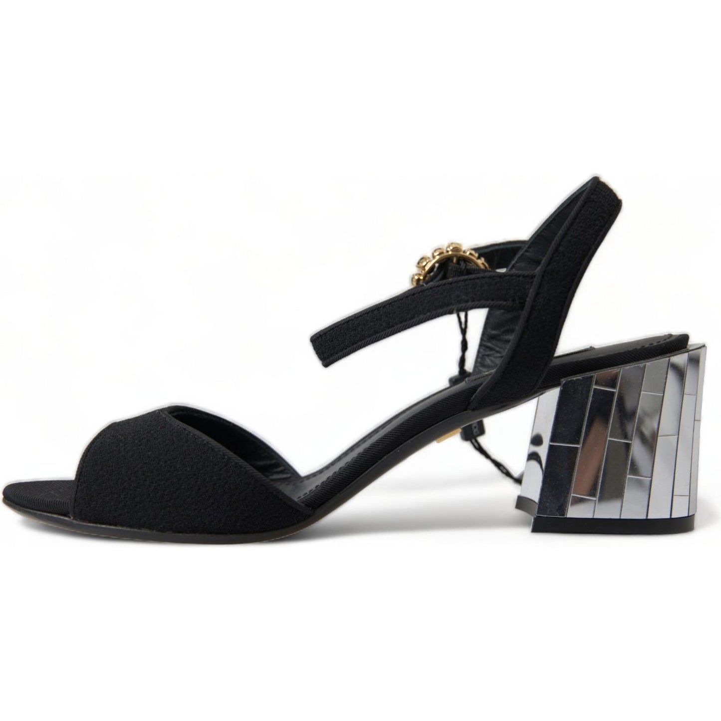 Dolce & Gabbana Elegant Ankle Strap Sandals with Mirror Heels Dolce & Gabbana Light Gray