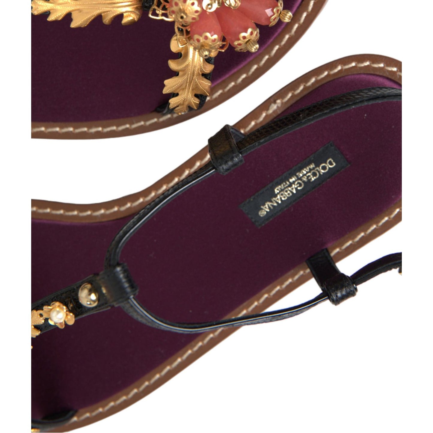 Dolce & Gabbana Elegant Crystal-Adorned Flat Sandals Dolce & Gabbana Dark Slate Gray