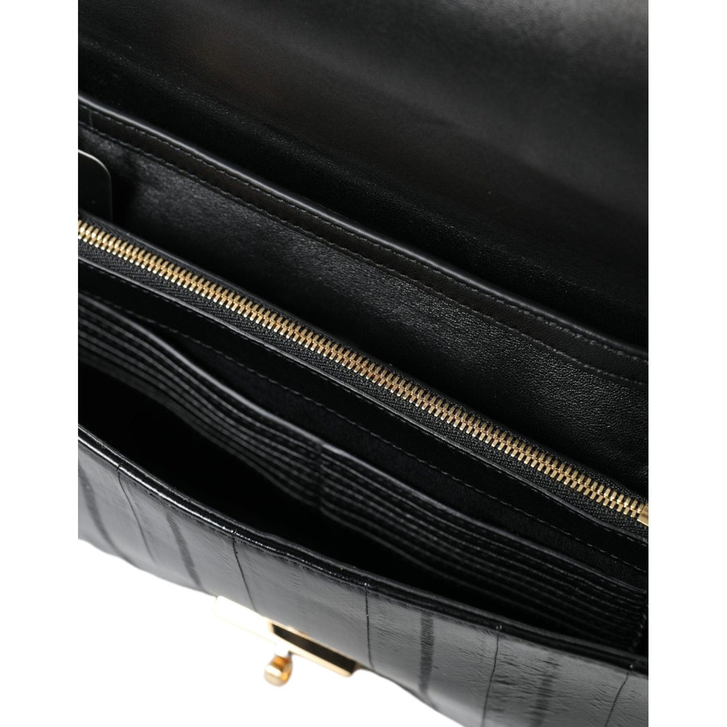 Dolce & Gabbana Elegant Eelskin Leather Shoulder Bag Dolce & Gabbana Black