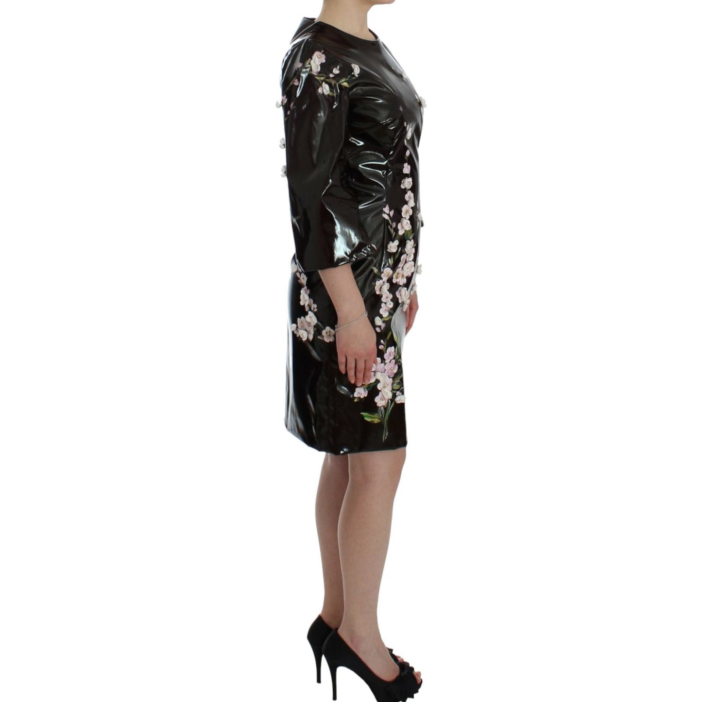 Dolce & Gabbana Elegant Floral Sheath Cocktail Dress Dolce & Gabbana Rosy Brown