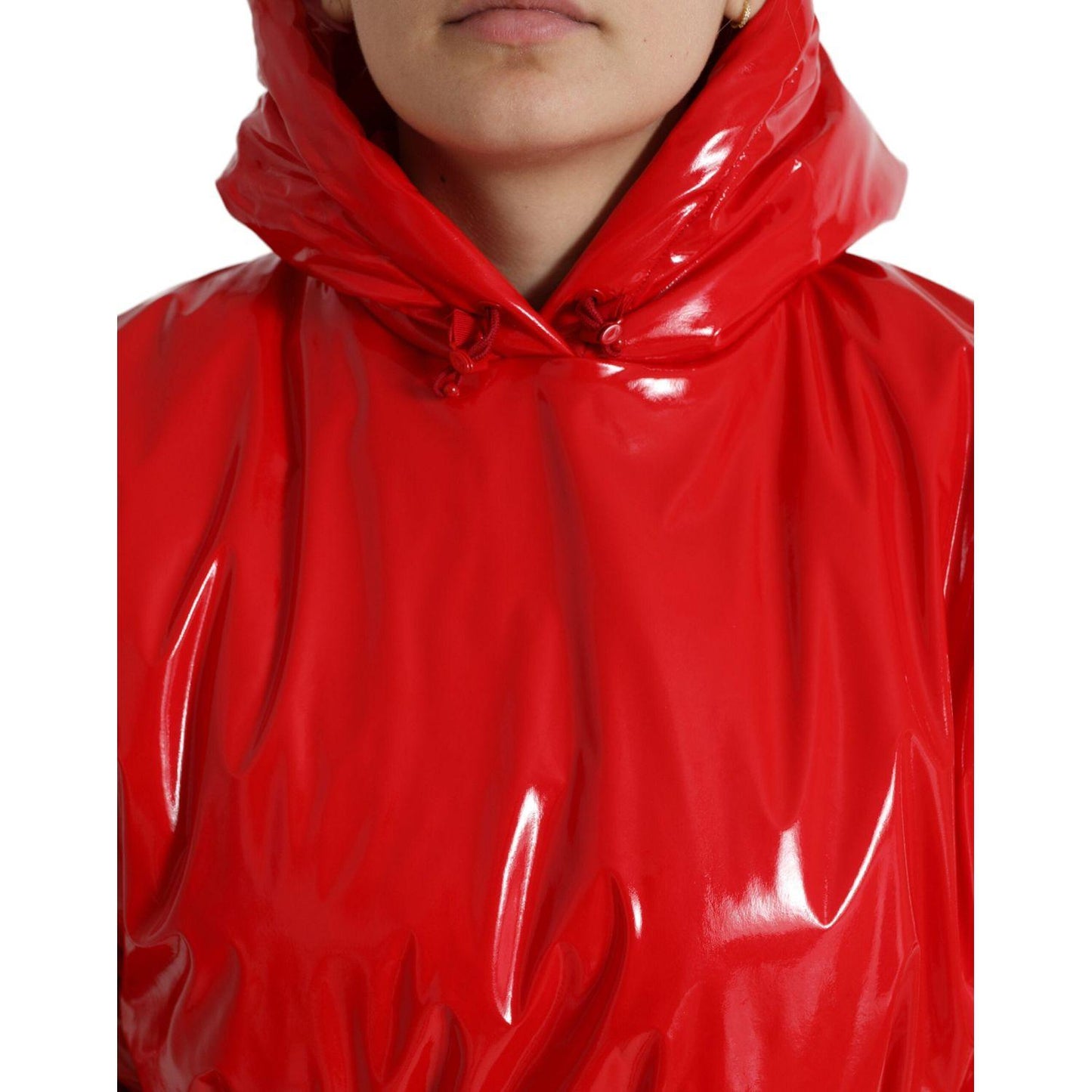 Dolce & Gabbana Chic Shiny Red Cropped Jacket Dolce & Gabbana Firebrick