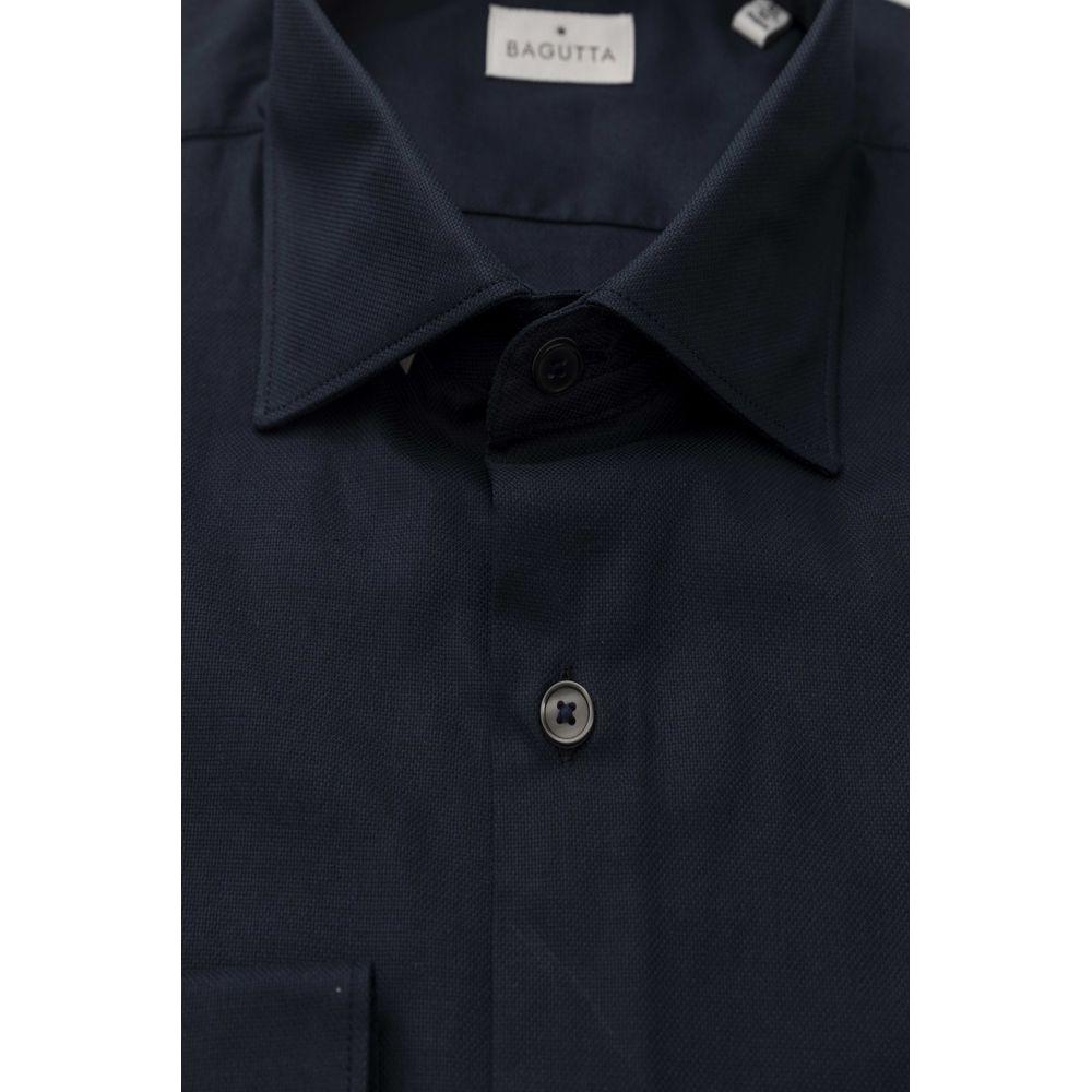 Bagutta Blue Cotton Men Shirt Bagutta Black
