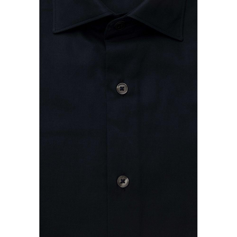 Bagutta Blue Cotton Men Shirt Bagutta Black