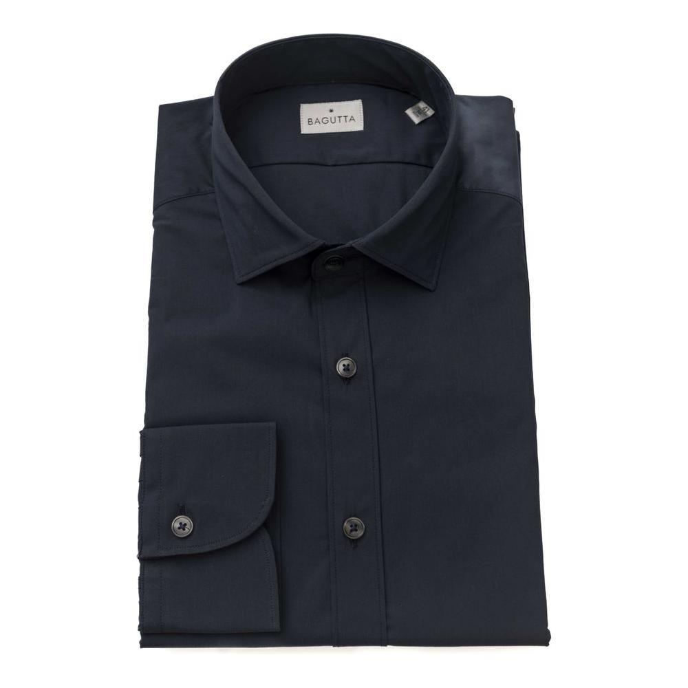 Bagutta Blue Cotton Men's Shirt Bagutta Dark Slate Gray
