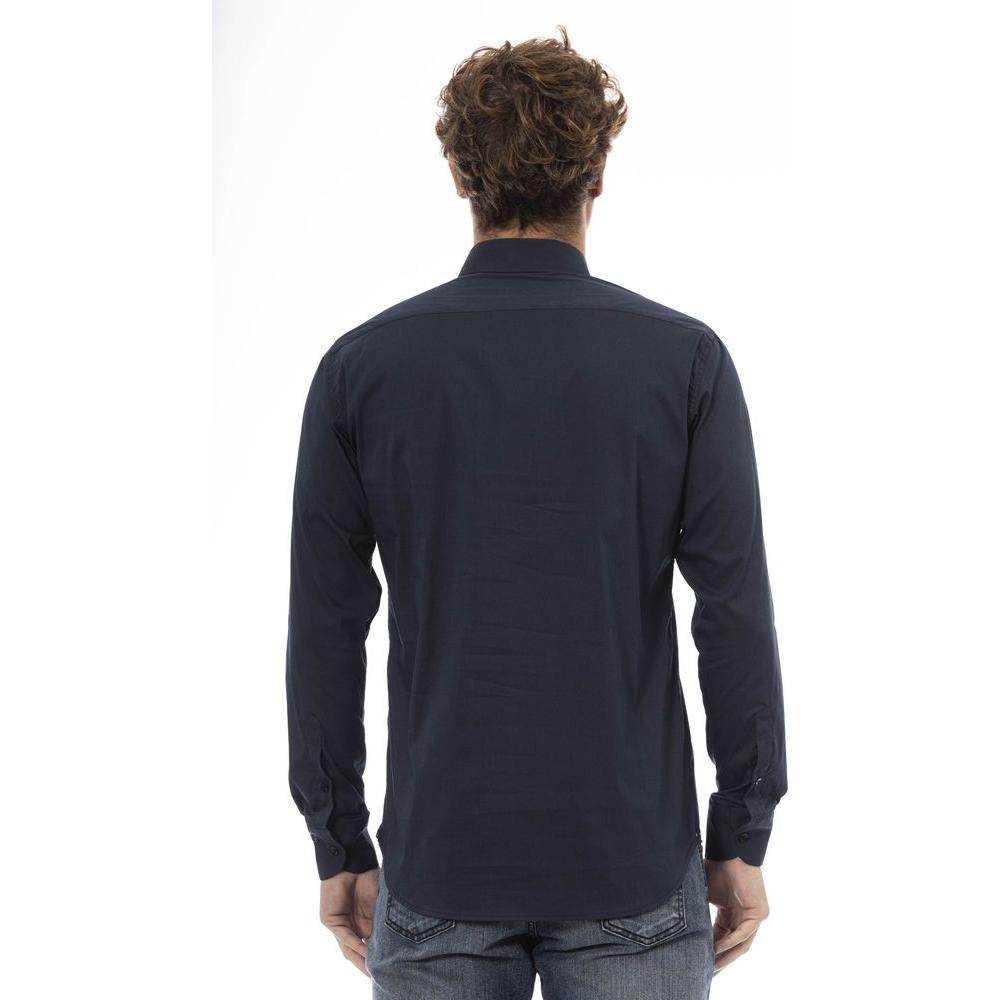 Baldinini Trend Blue Cotton Men Shirt Baldinini Trend Dark Slate Gray