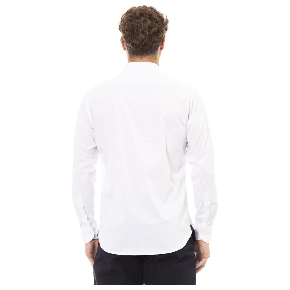 Baldinini Trend White Cotton Men Shirt Baldinini Trend Dark Slate Gray