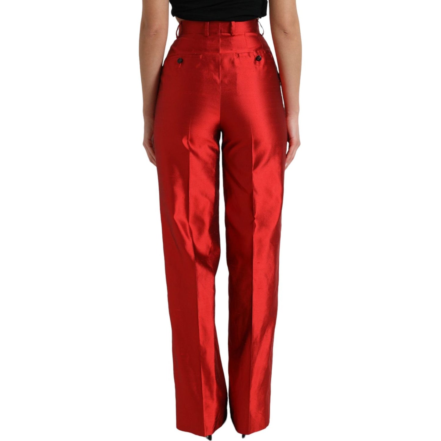 Dolce & Gabbana Elegant High Waist Wide Leg Silk Pants Dolce & Gabbana Brown