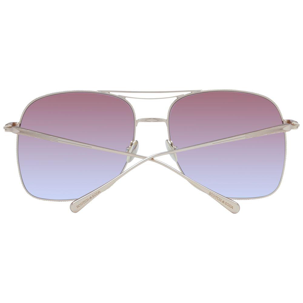 Scotch & Soda gold women's sunglasses with multicolor gradient lenses, stainless steel frame, full-rim square style.