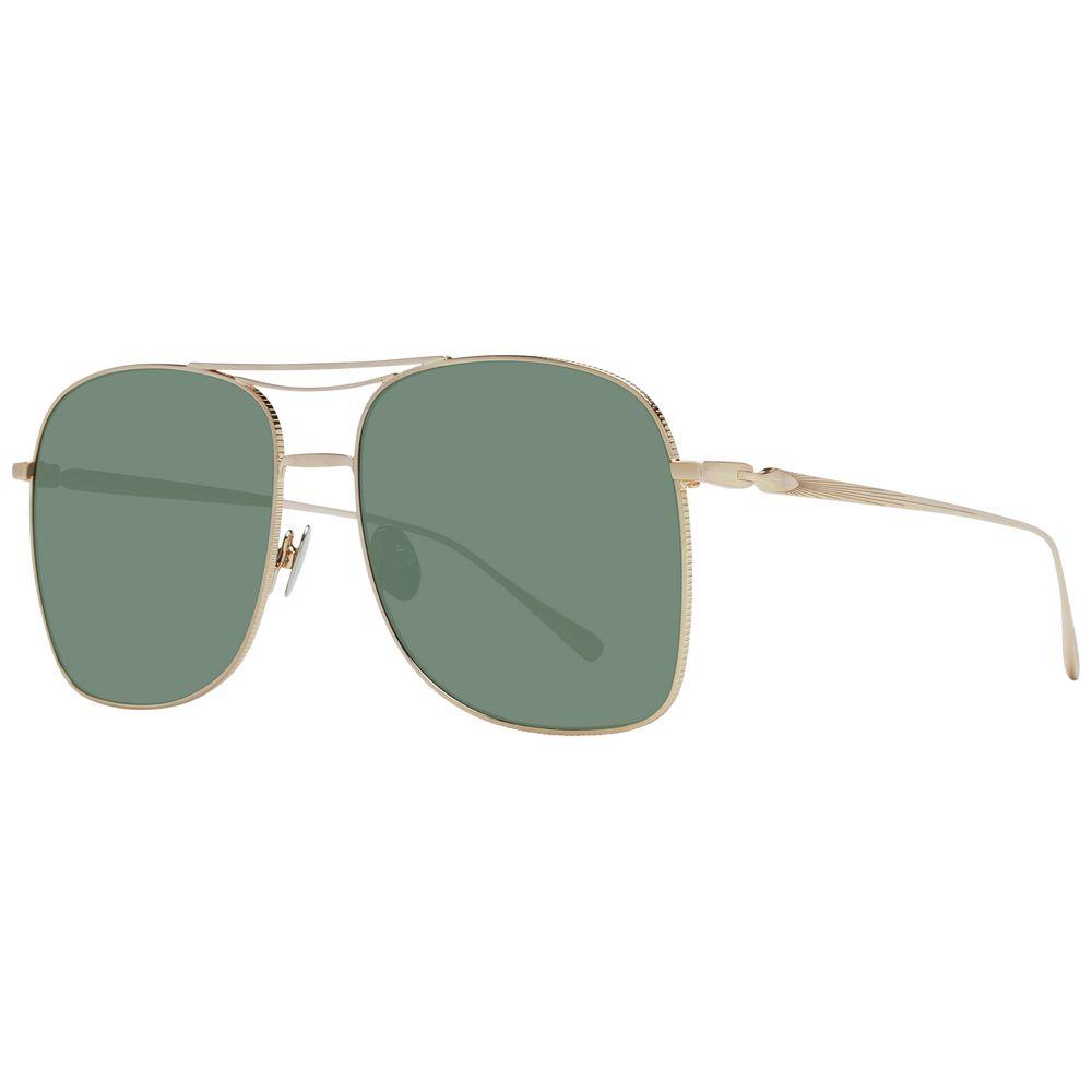 Scotch & Soda women's gold aviator sunglasses with green lenses, stainless steel frame, full-rim style, and UV protection.