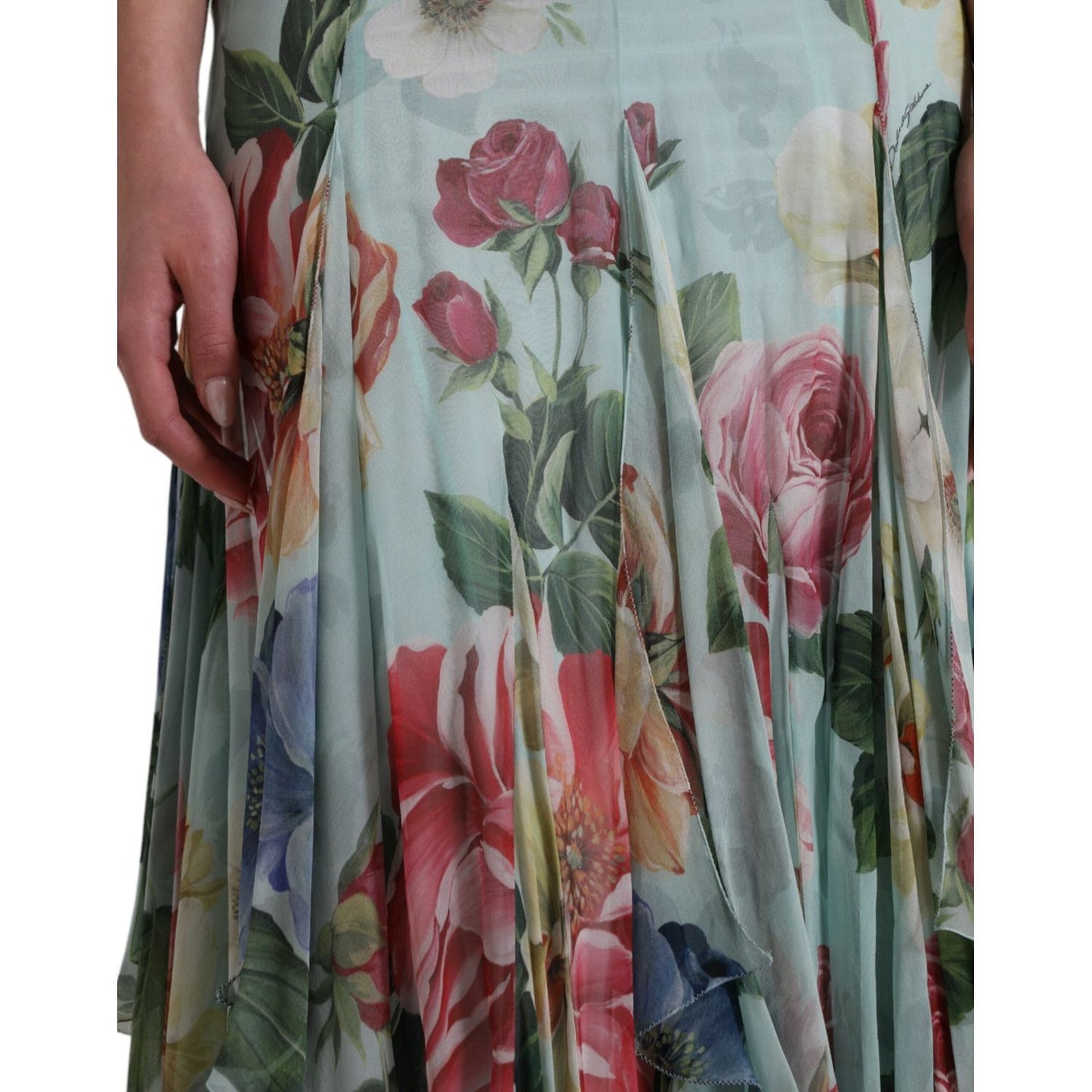 Dolce & Gabbana Elegant Floral Silk Long Dress Dolce & Gabbana Dim Gray