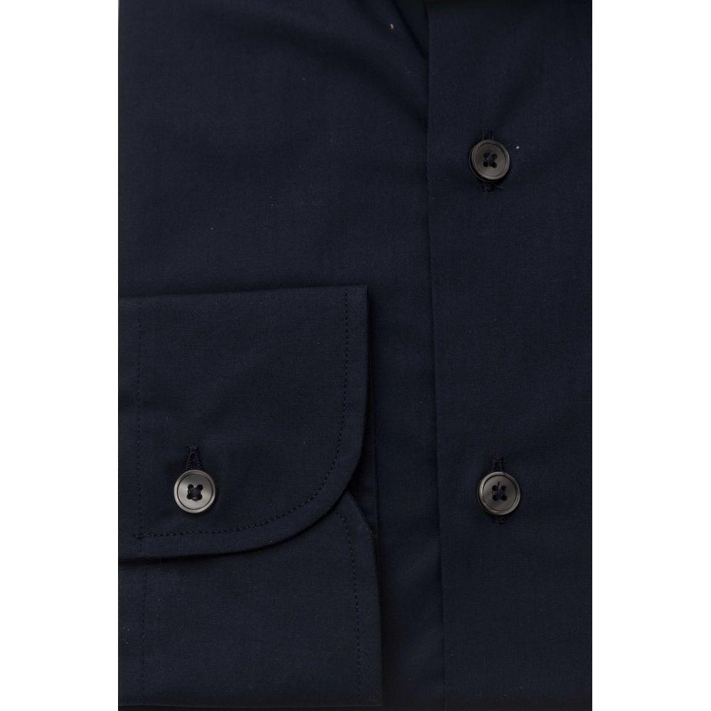 Bagutta Blue Cotton Men Slim Shirt Bagutta Black