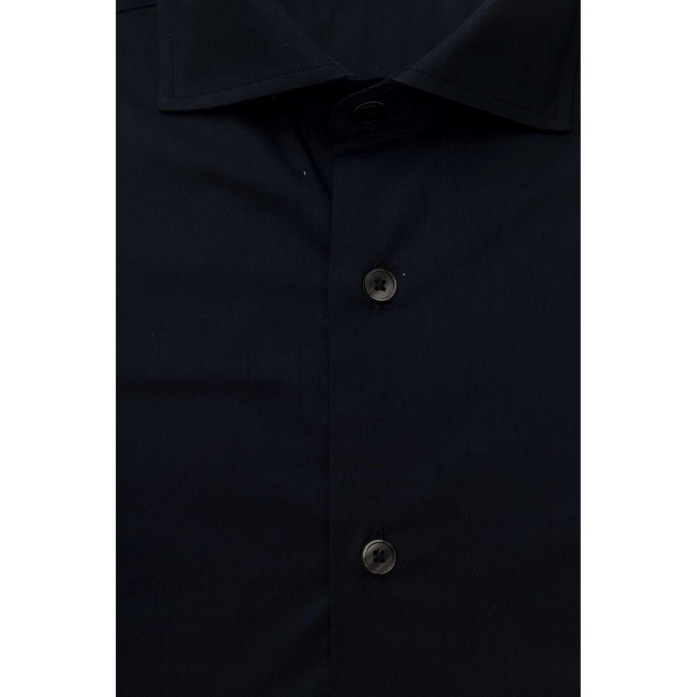Bagutta Blue Cotton Men Slim Shirt Bagutta Black