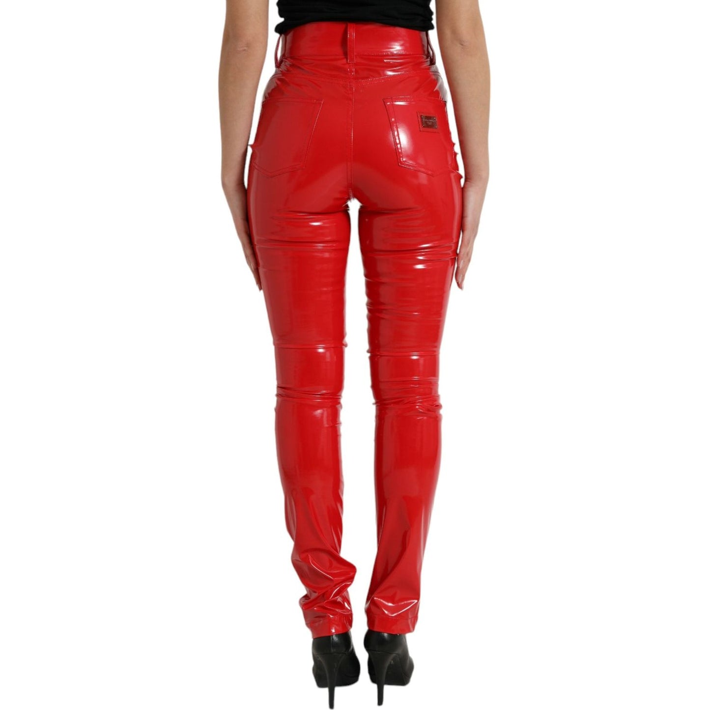 Dolce & Gabbana High Waist Red Skinny Pants - Sleek and Chic Dolce & Gabbana Firebrick