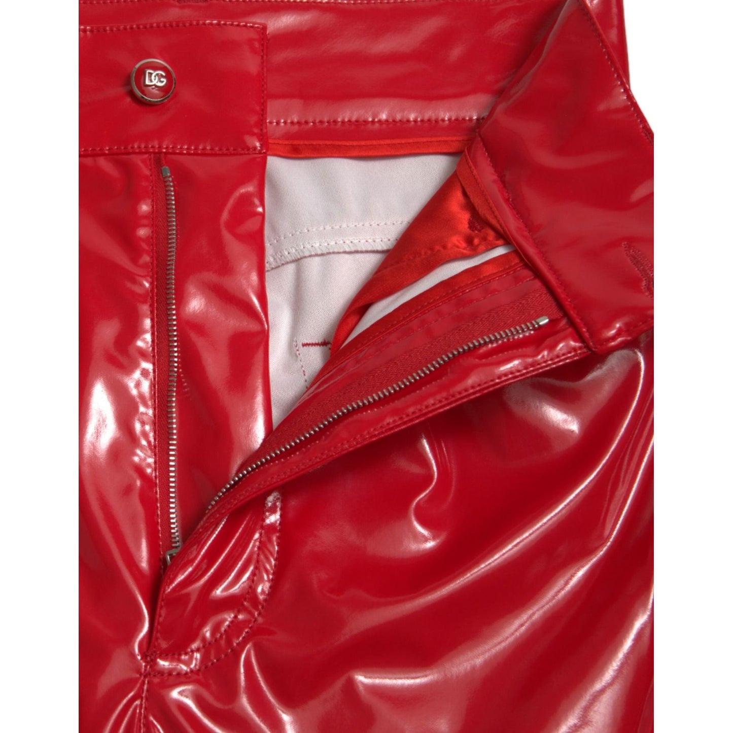 Dolce & Gabbana High Waist Red Skinny Pants - Sleek and Chic Dolce & Gabbana Firebrick