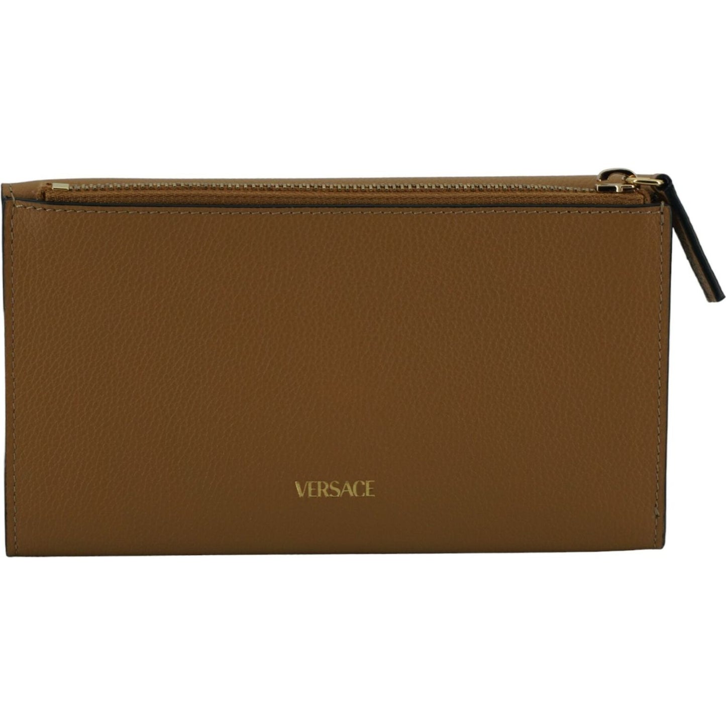 Versace Elegant Calf Leather Wallet with Medusa Logo Versace Saddle Brown