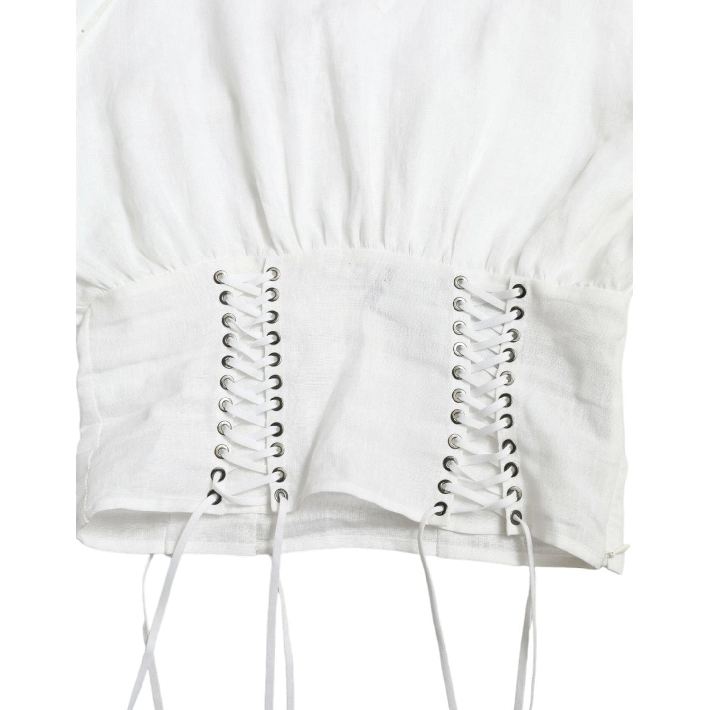 Dolce & Gabbana Elegant White Lace-Up Corset Cropped Top Dolce & Gabbana Lavender