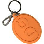 Dolce & Gabbana Orange Rubber DG Logo Silver Brass Metal Keyring Keychain SMY101357