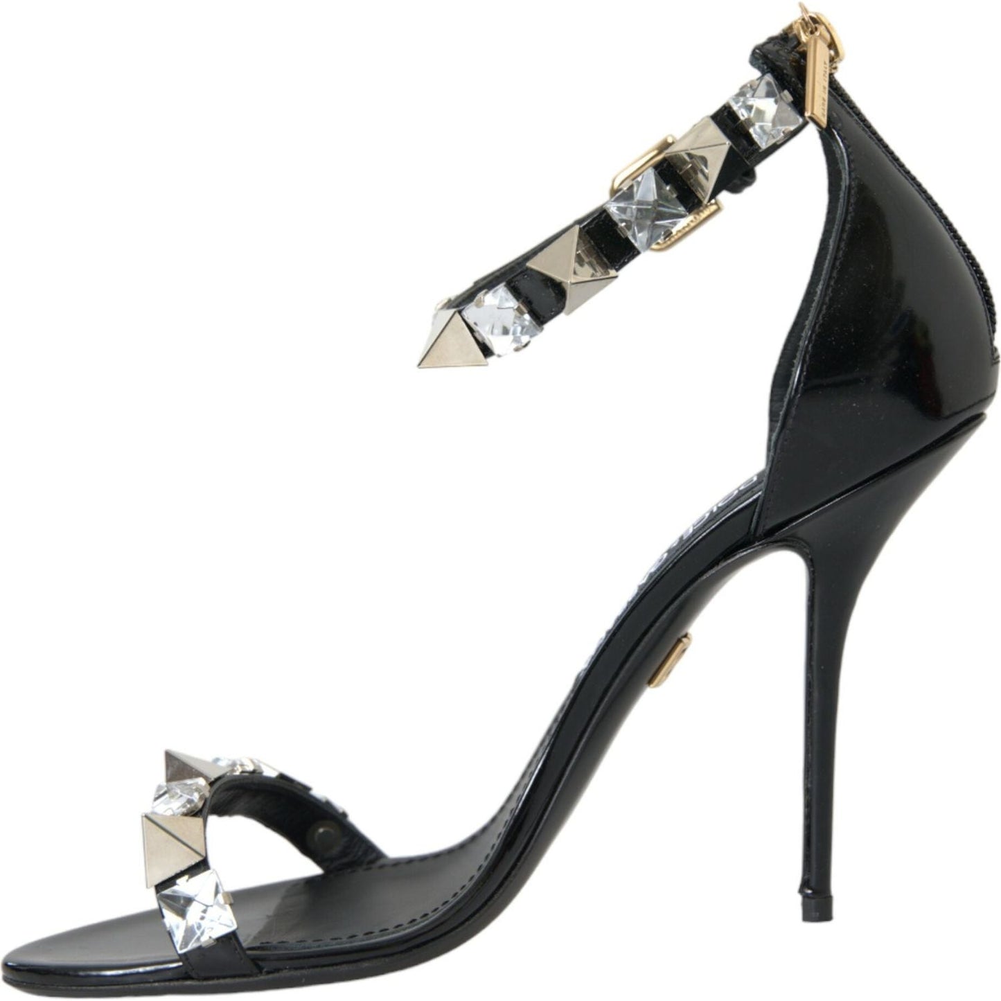 Dolce & Gabbana Black Crystals Sandals Ankle Strap Shoes Dolce & Gabbana Dark Slate Gray