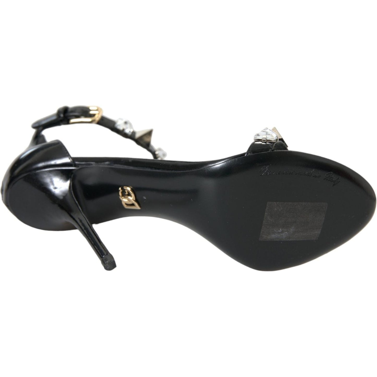 Dolce & Gabbana Black Crystals Sandals Ankle Strap Shoes Dolce & Gabbana Dark Slate Gray