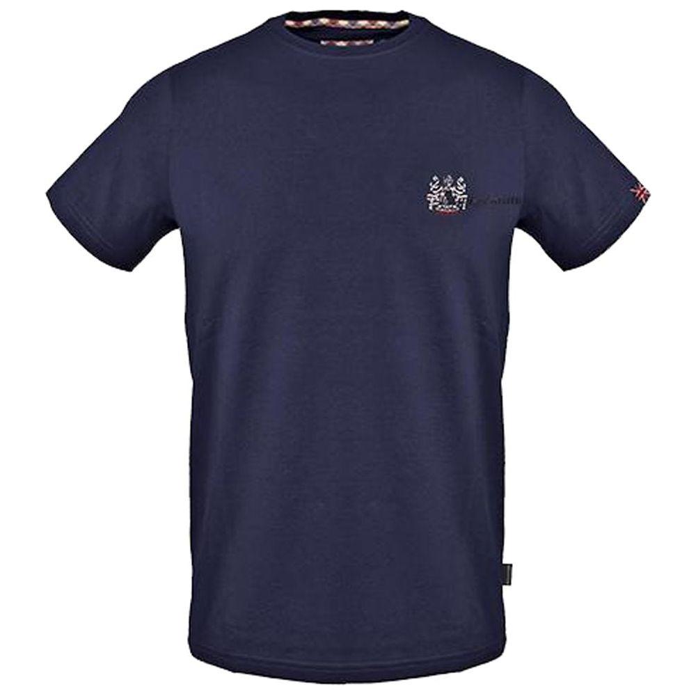 Aquascutum Blue Cotton Men T-Shirt Aquascutum Dark Slate Gray