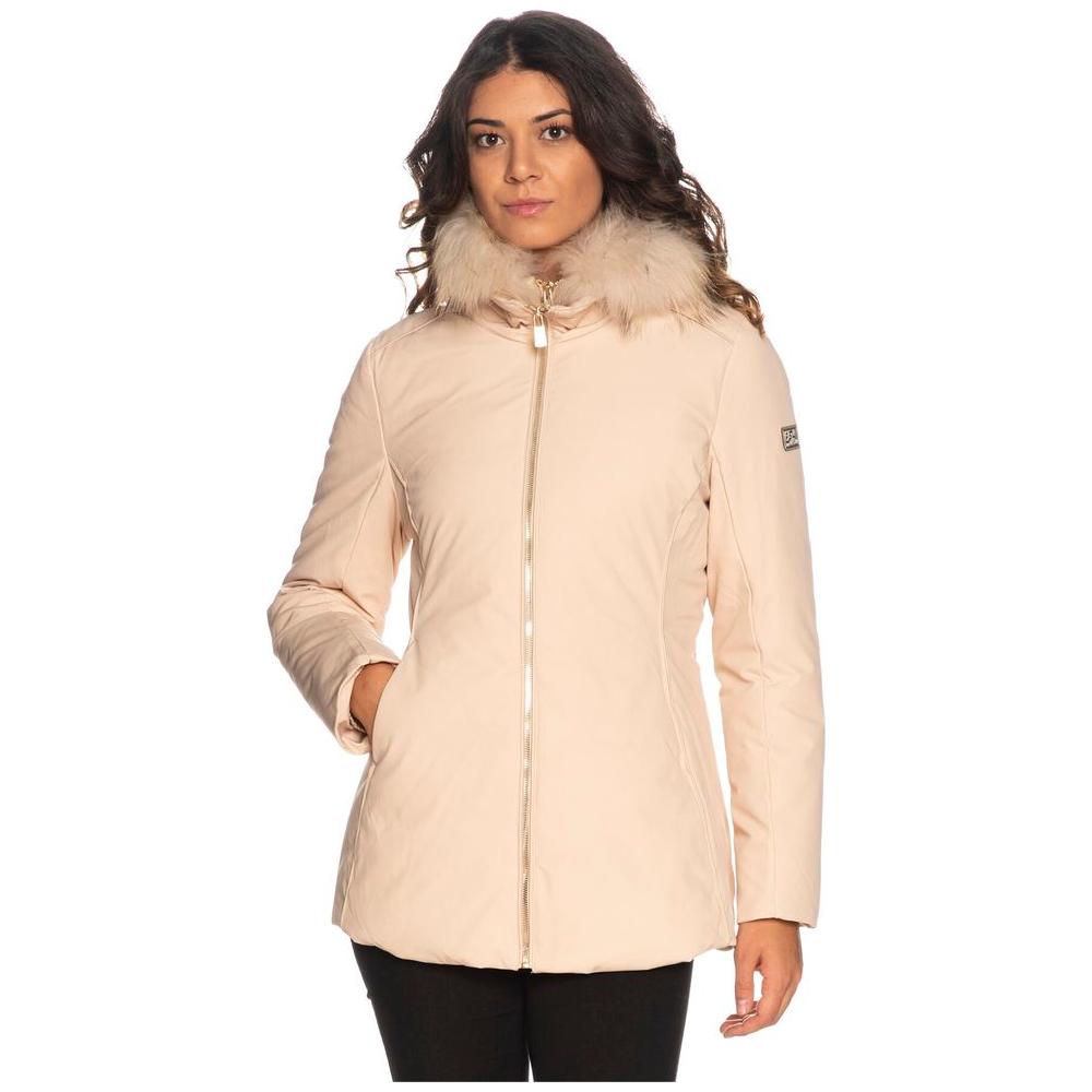 Yes Zee Beige Polyamide Women Jacket Yes Zee Wheat