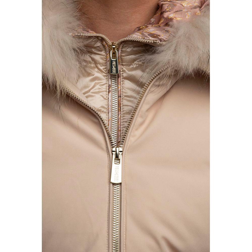 Yes Zee Beige Polyamide Women Jacket Yes Zee Rosy Brown
