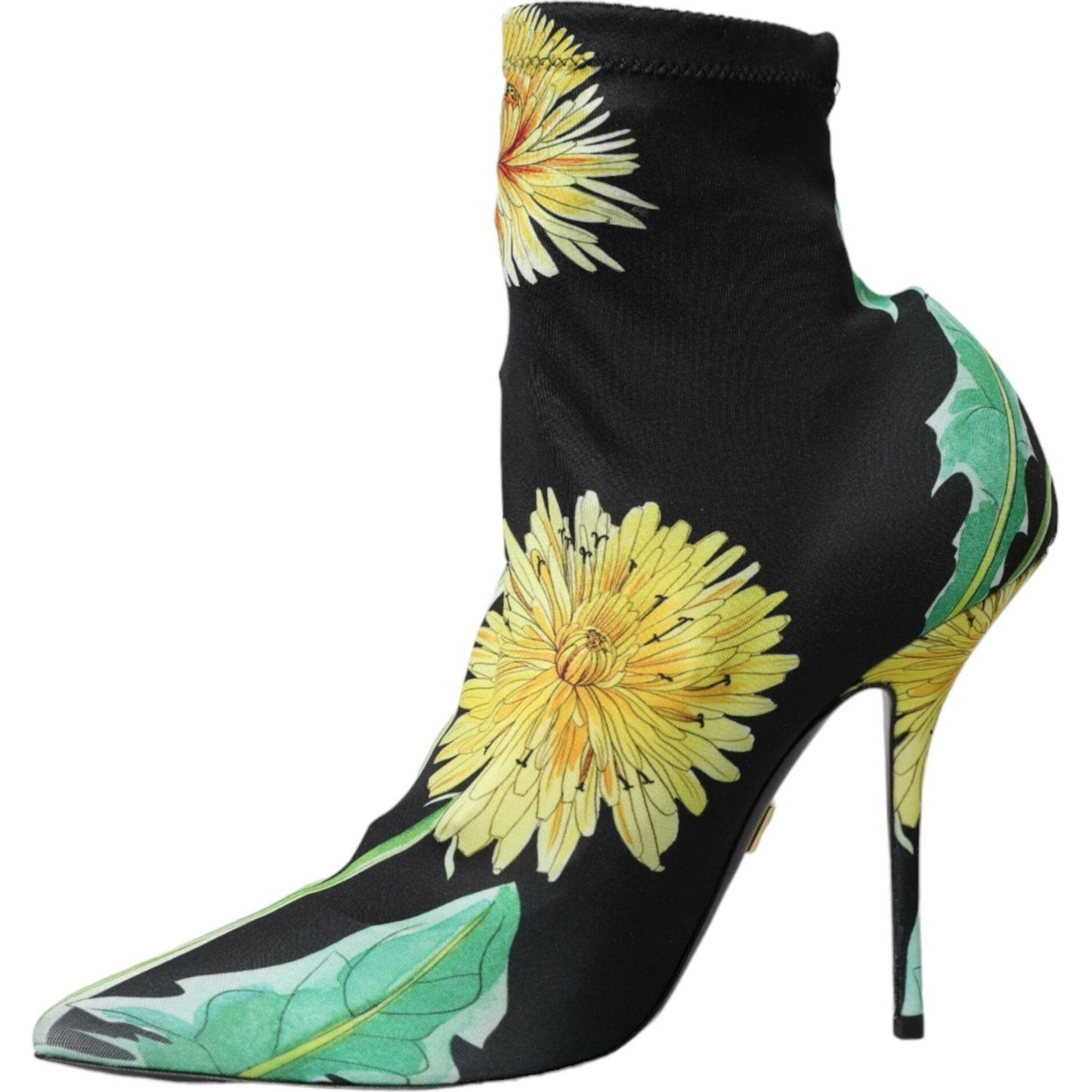 Dolce & Gabbana Black Floral Jersey Stretch Ankle Boots Shoes Dolce & Gabbana Tan