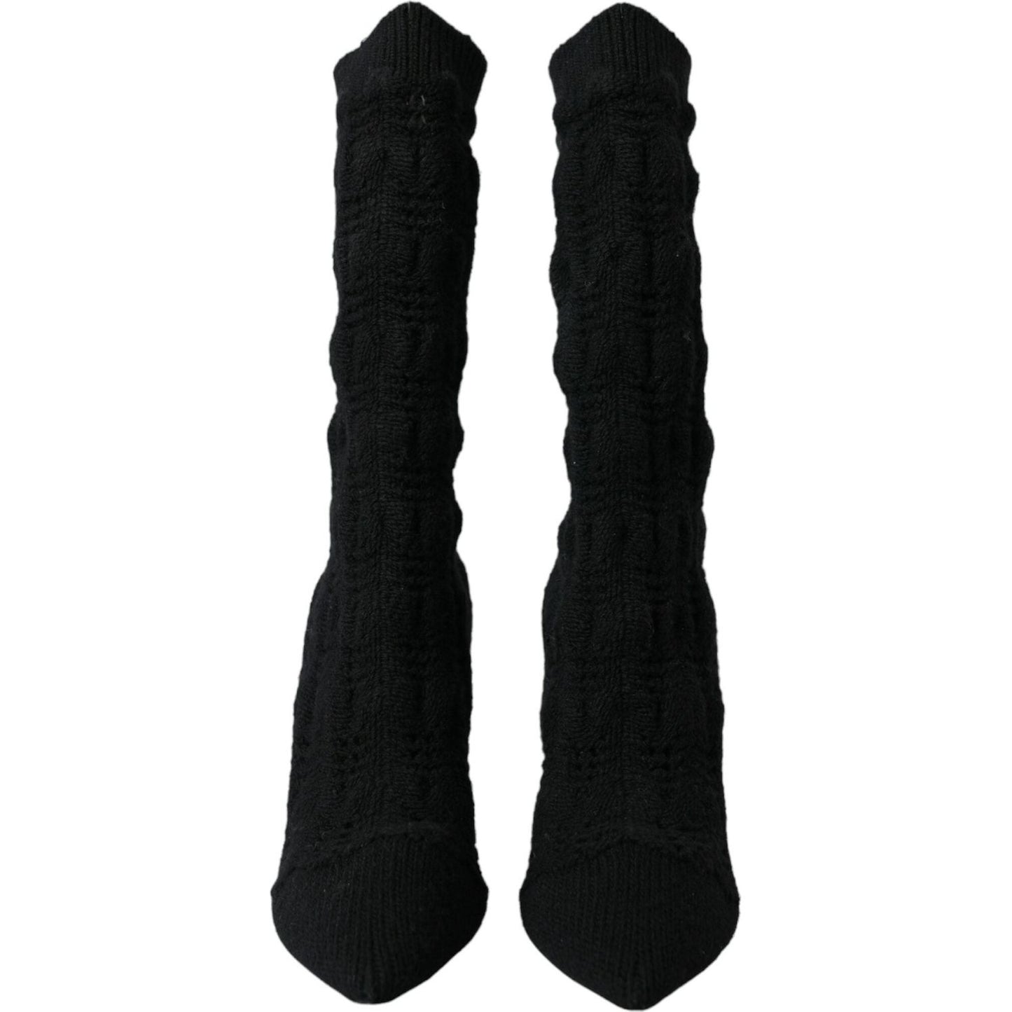 Dolce & Gabbana Black Stiletto Heels Mid Calf Boots Shoes Dolce & Gabbana Black