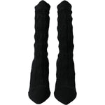 Dolce & Gabbana Black Stiletto Heels Mid Calf Boots Shoes LA10724-39