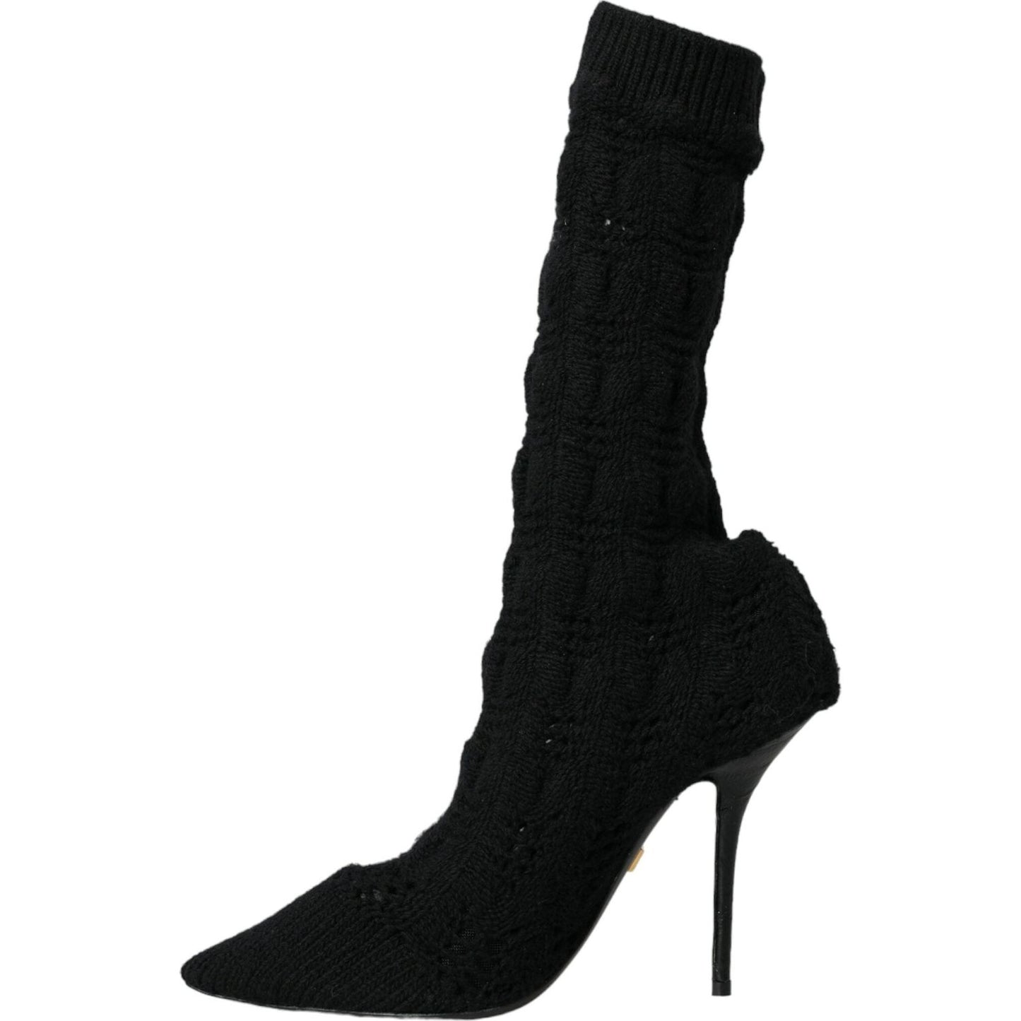 Dolce & Gabbana Black Stiletto Heels Mid Calf Boots Shoes Dolce & Gabbana Black