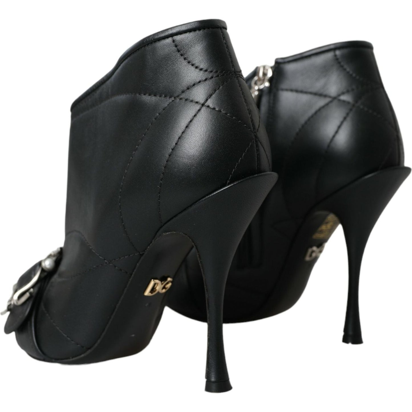 Dolce & Gabbana Black Devotion Quilted Buckled Boots Shoes Dolce & Gabbana Dark Slate Gray