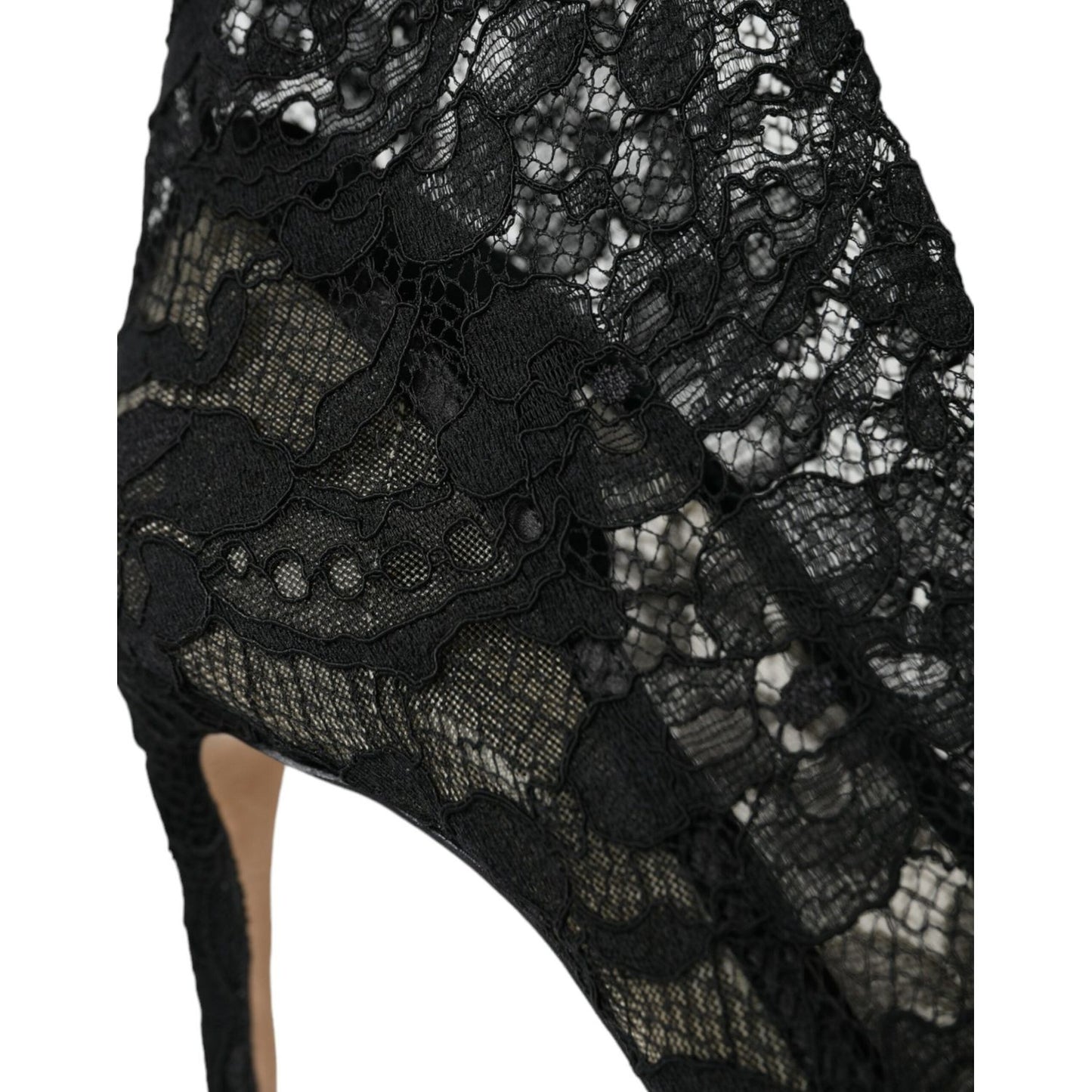 Dolce & Gabbana Black Stretch Taormina Lace Boots Shoes Dolce & Gabbana Black