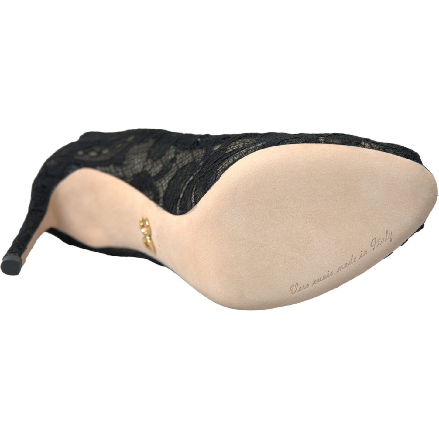 Dolce & Gabbana Black Stretch Taormina Lace Boots Shoes Dolce & Gabbana Tan