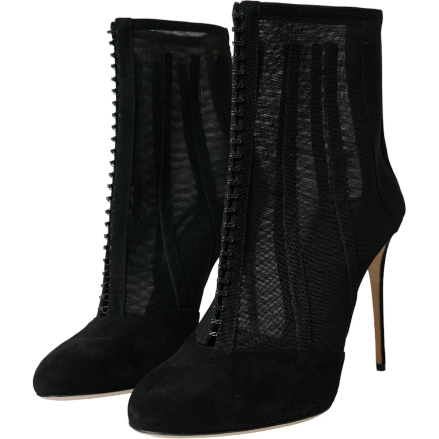Dolce & Gabbana Black Mesh Stiletto Heels Ankle Boots Shoes Dolce & Gabbana Black