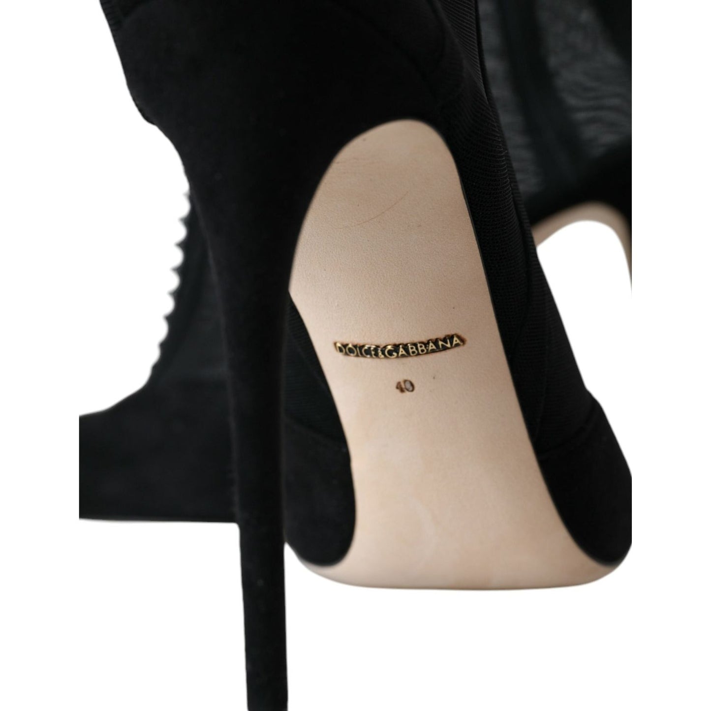 Dolce & Gabbana Black Mesh Stiletto Heels Ankle Boots Shoes Dolce & Gabbana Black