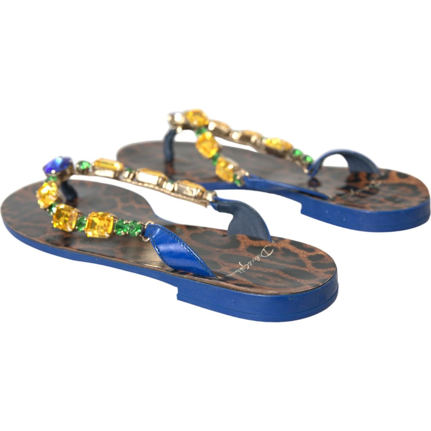 Dolce & Gabbana Blue Crystal Calf Leather Beachwear Shoes Dolce & Gabbana Dim Gray