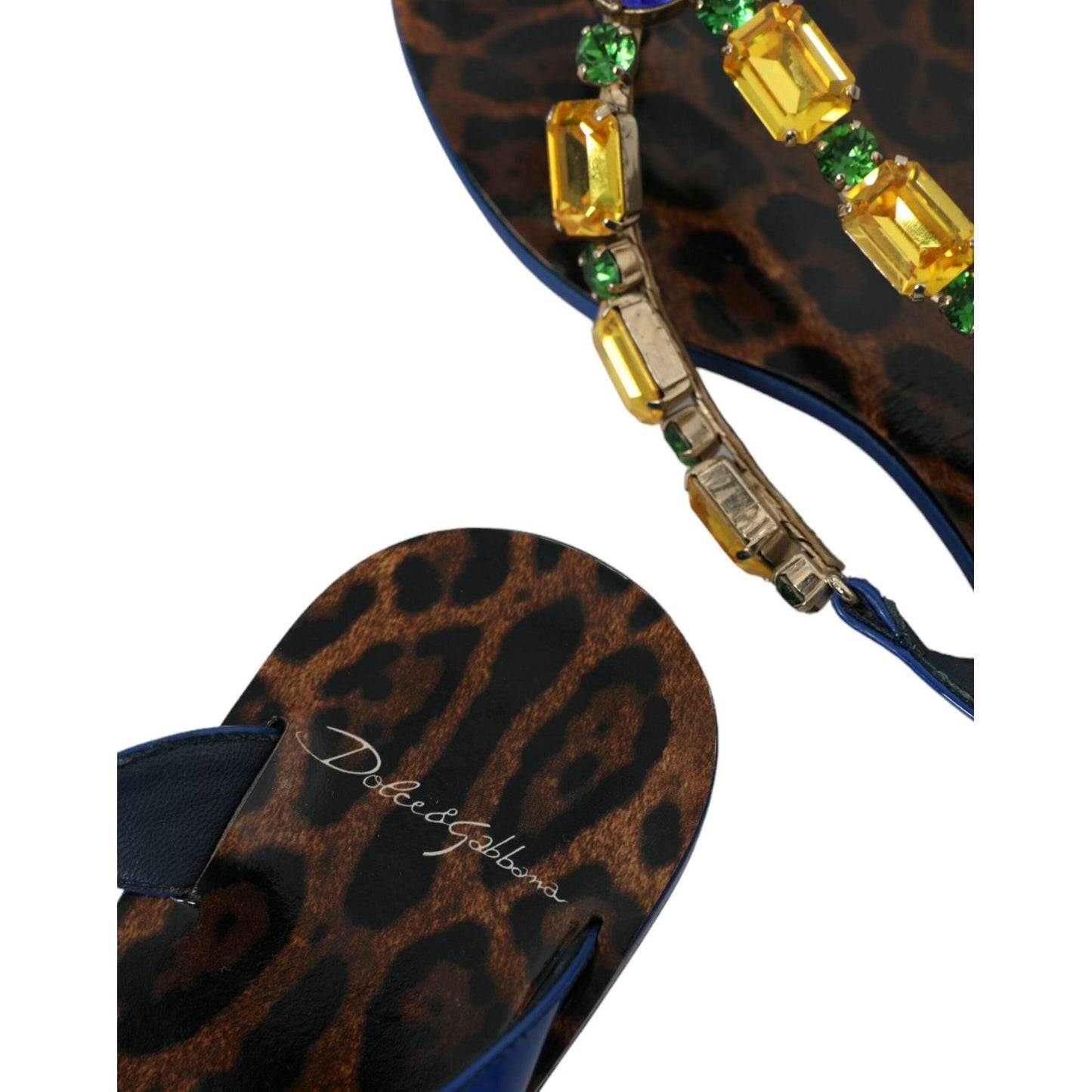 Dolce & Gabbana Blue Crystal Calf Leather Beachwear Shoes Dolce & Gabbana Black