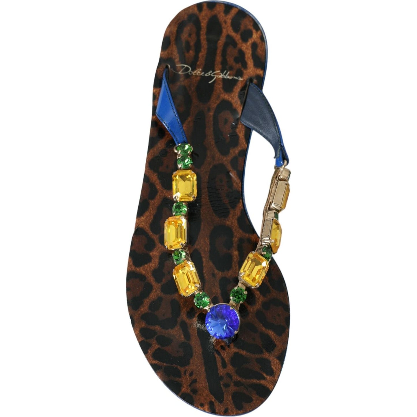 Dolce & Gabbana Blue Crystal Calf Leather Beachwear Shoes Dolce & Gabbana Dark Slate Gray