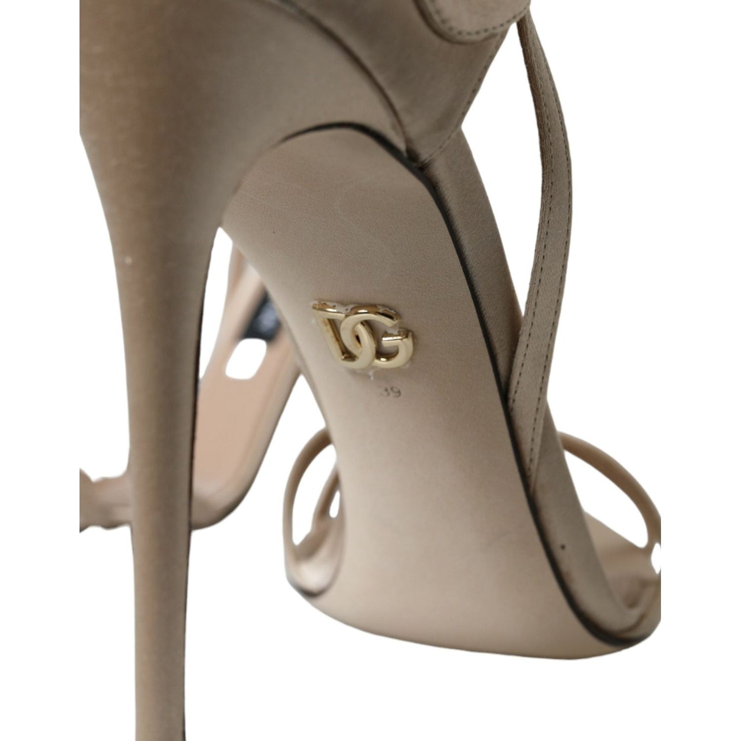 Dolce & Gabbana Beige Leather Strappy Heels Sandals Shoes Dolce & Gabbana Dim Gray