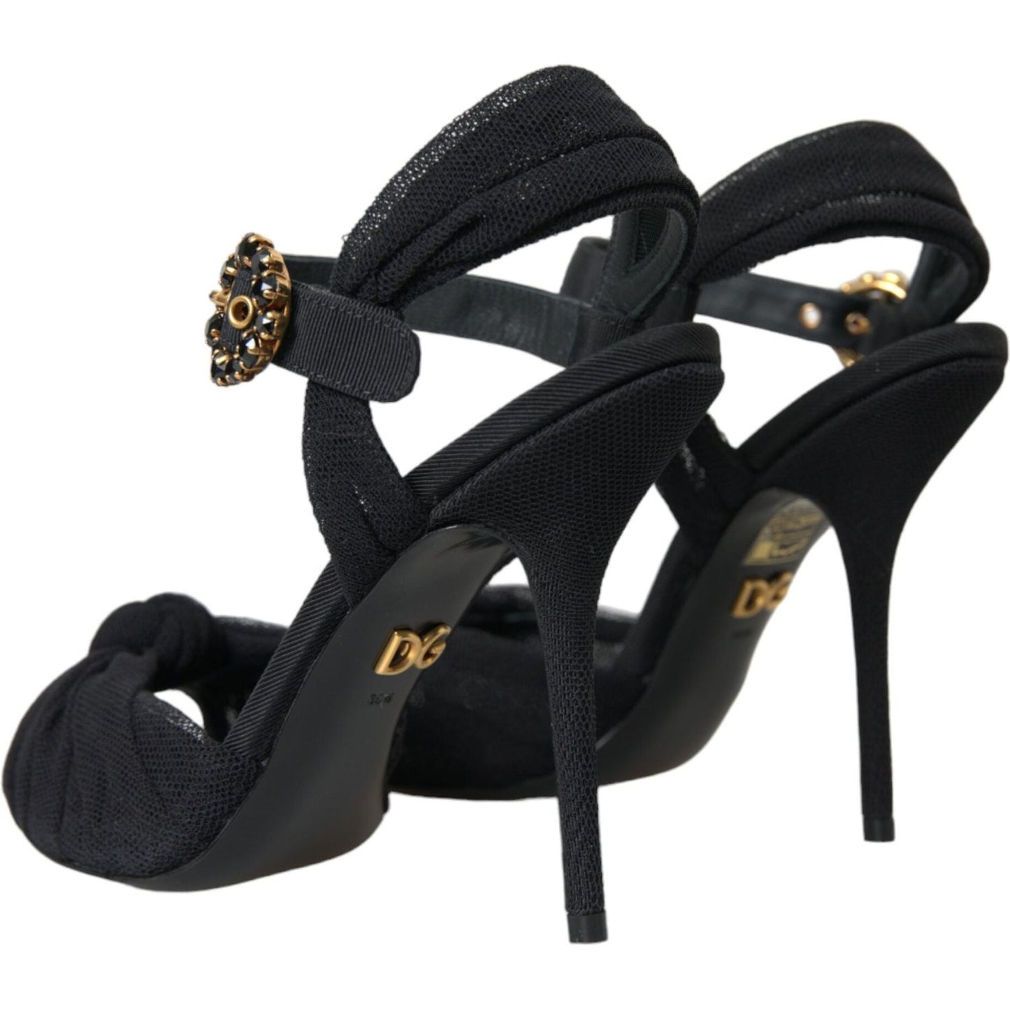 Dolce & Gabbana Black Suede Embellished Heels Sandals Shoes Dolce & Gabbana Dark Slate Gray