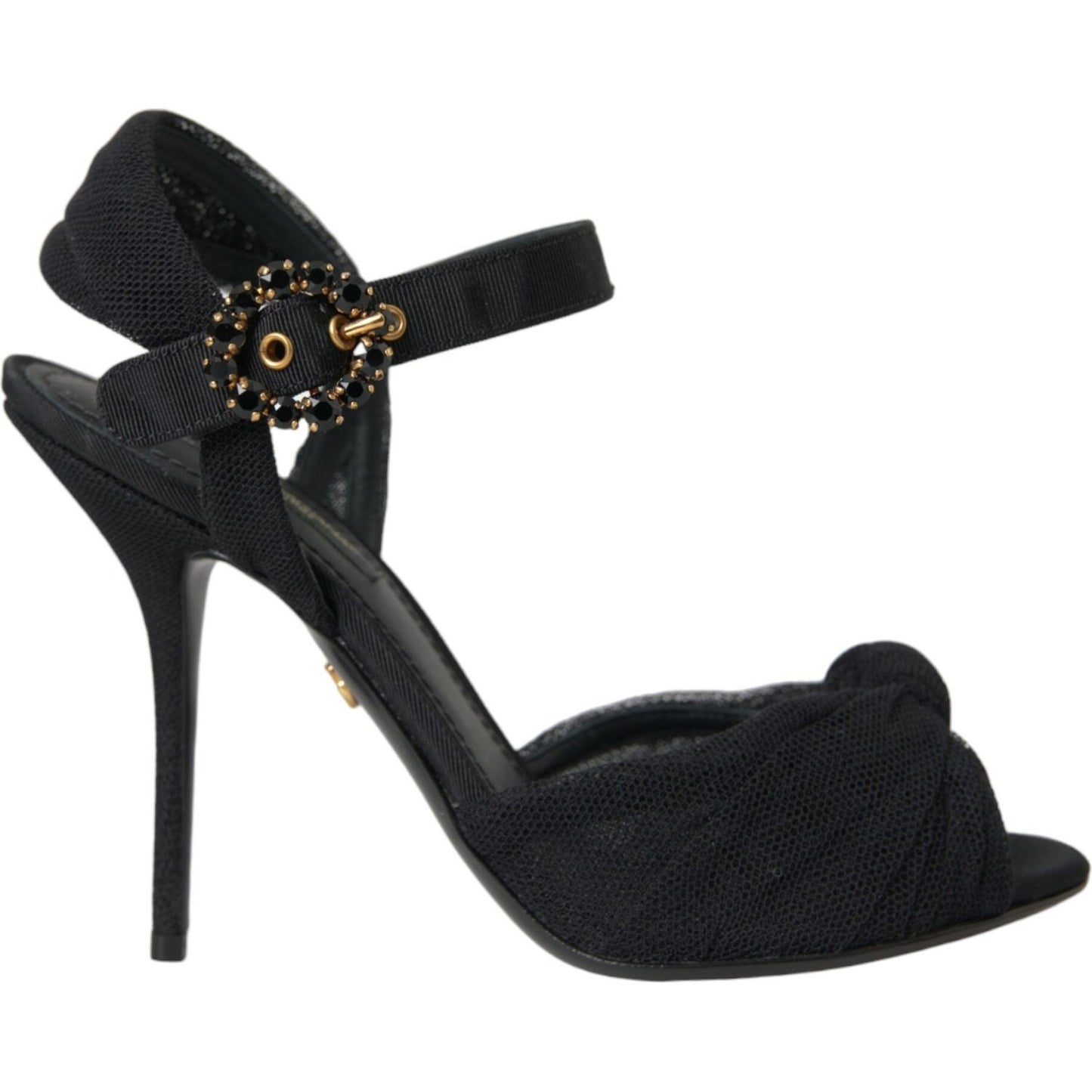 Dolce & Gabbana Black Suede Embellished Heels Sandals Shoes Dolce & Gabbana Dark Slate Gray