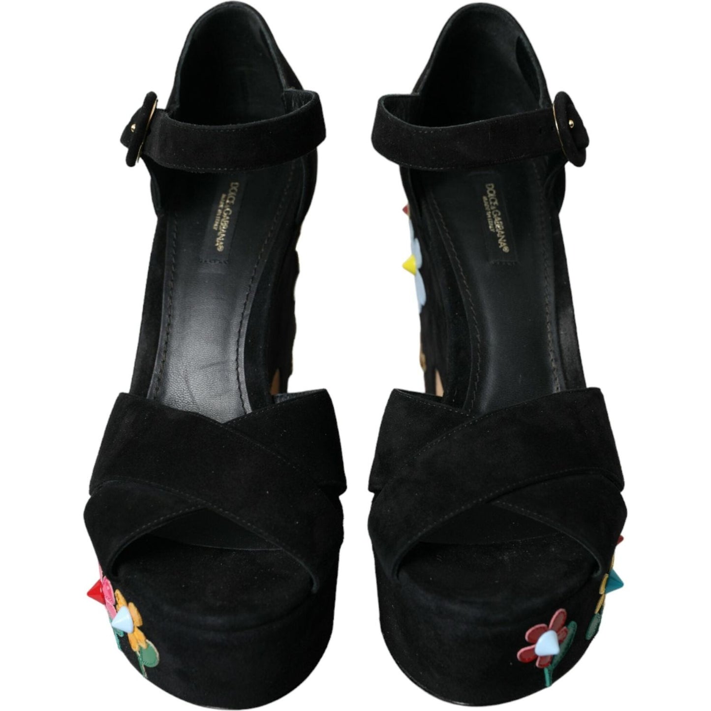 Dolce & Gabbana Black Suede Ankle Strap Heels Sandals Shoes Dolce & Gabbana Black