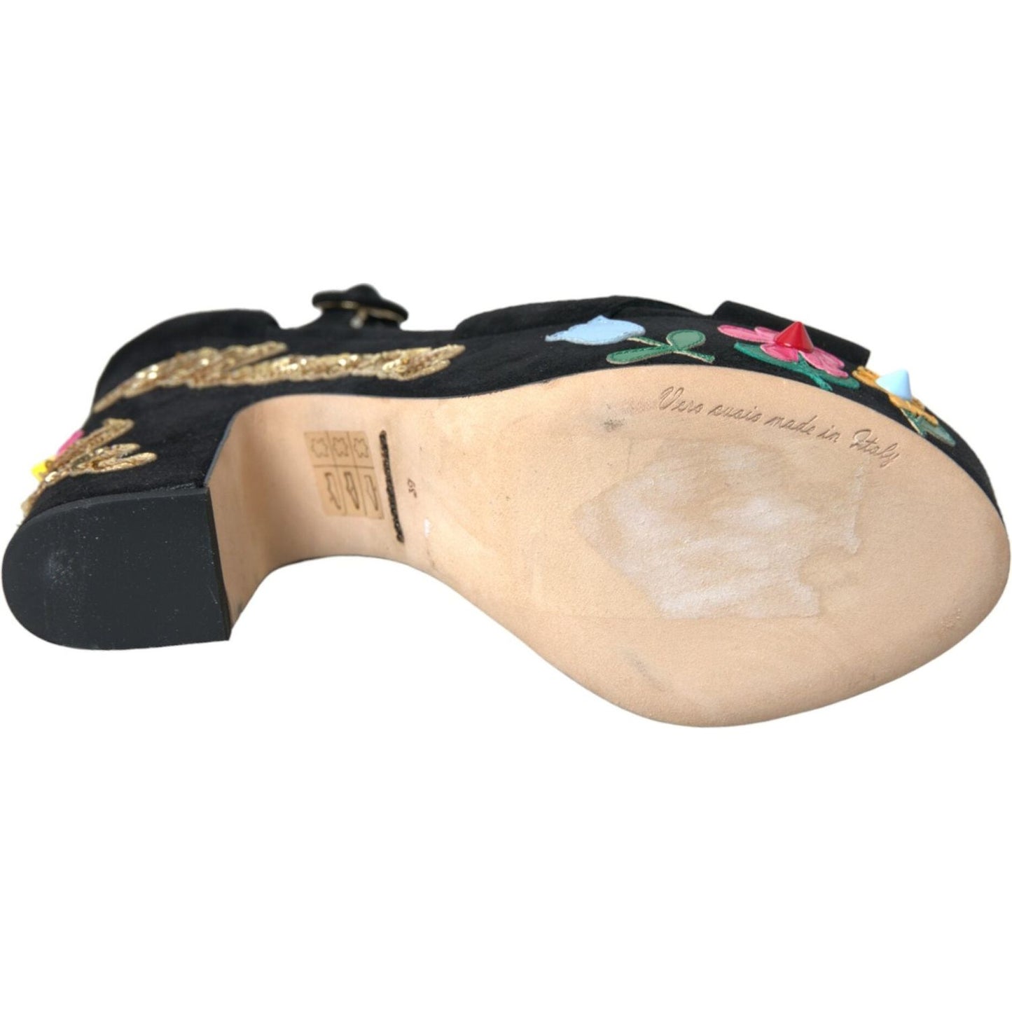 Dolce & Gabbana Black Suede Ankle Strap Heels Sandals Shoes Dolce & Gabbana Wheat