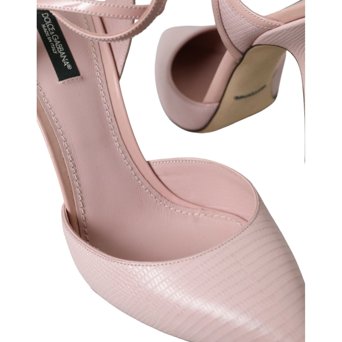 Dolce & Gabbana Pink Leather Ankle Strap Heels Pumps Shoes Dolce & Gabbana Rosy Brown
