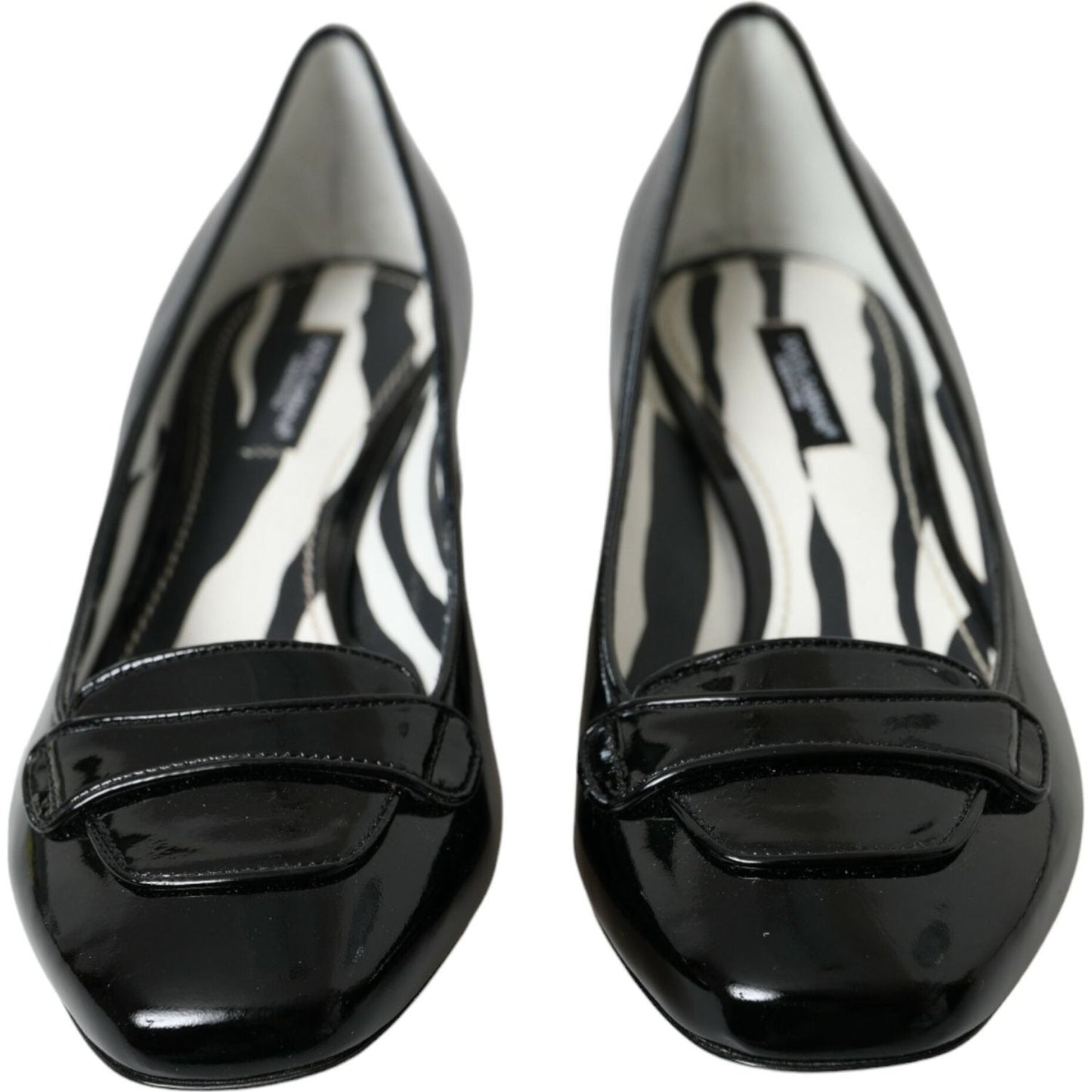 Dolce & Gabbana Black Patent Leather Block Heels Pumps Shoes Dolce & Gabbana Dark Slate Gray