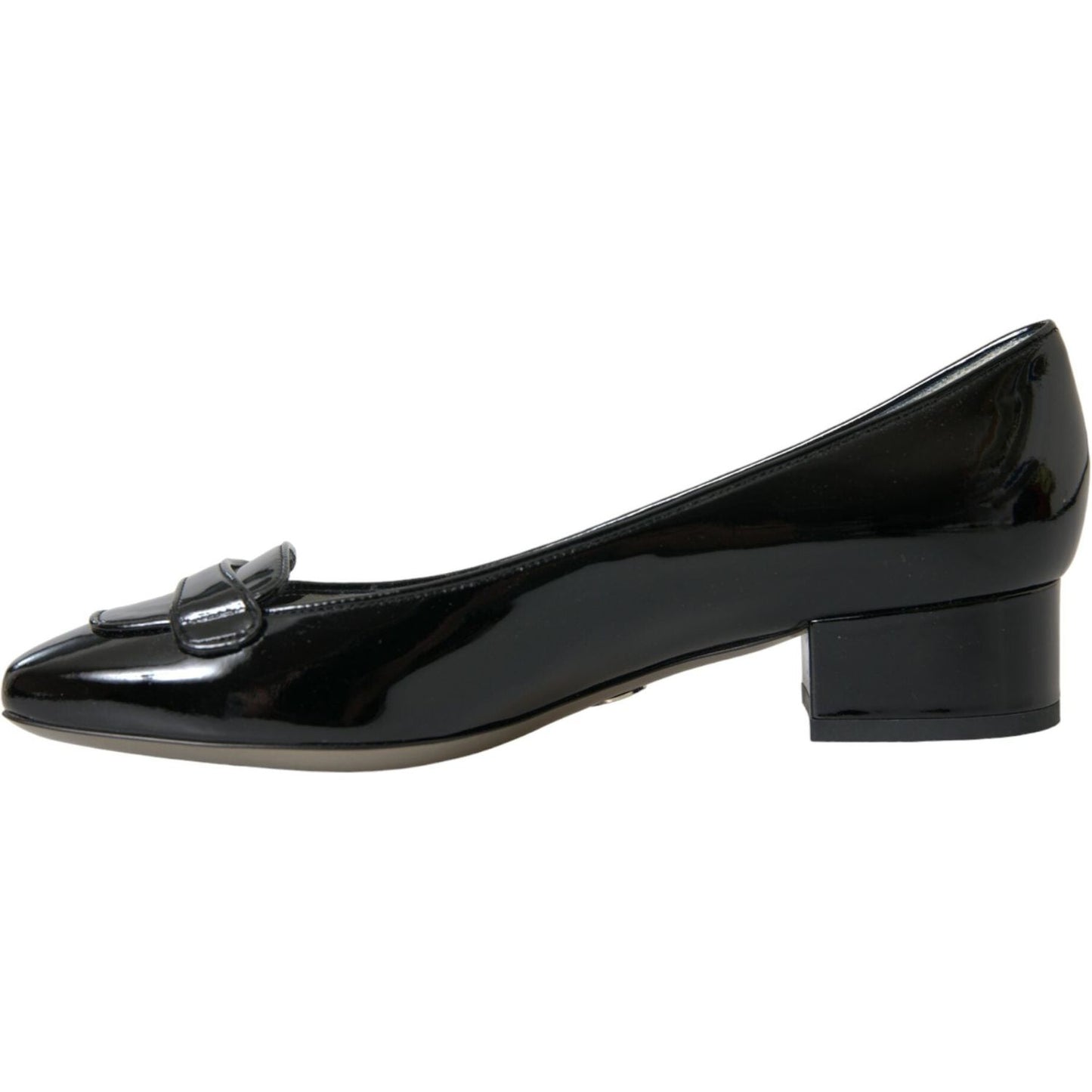 Dolce & Gabbana Black Patent Leather Block Heels Pumps Shoes Dolce & Gabbana Black