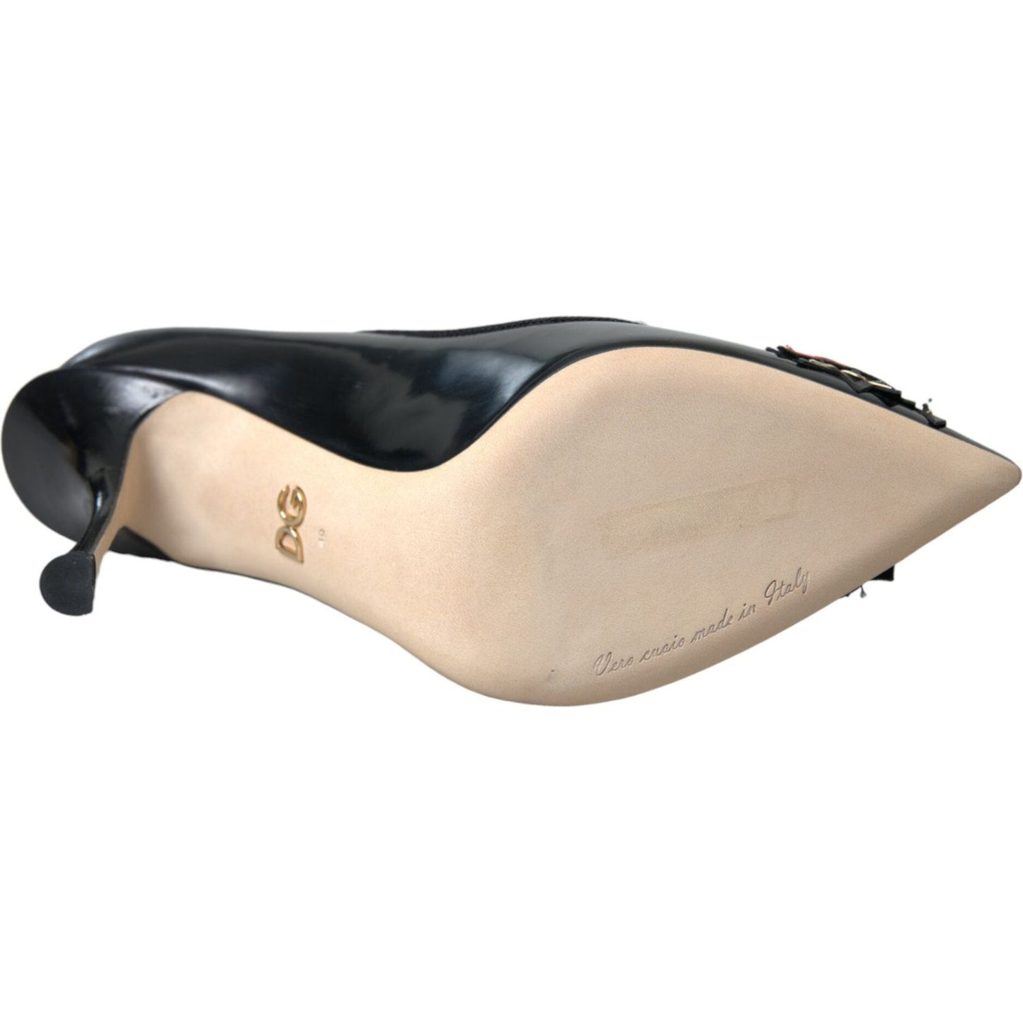 Dolce & Gabbana Black Leather WOW Patch Heels Pumps Shoes Dolce & Gabbana Tan
