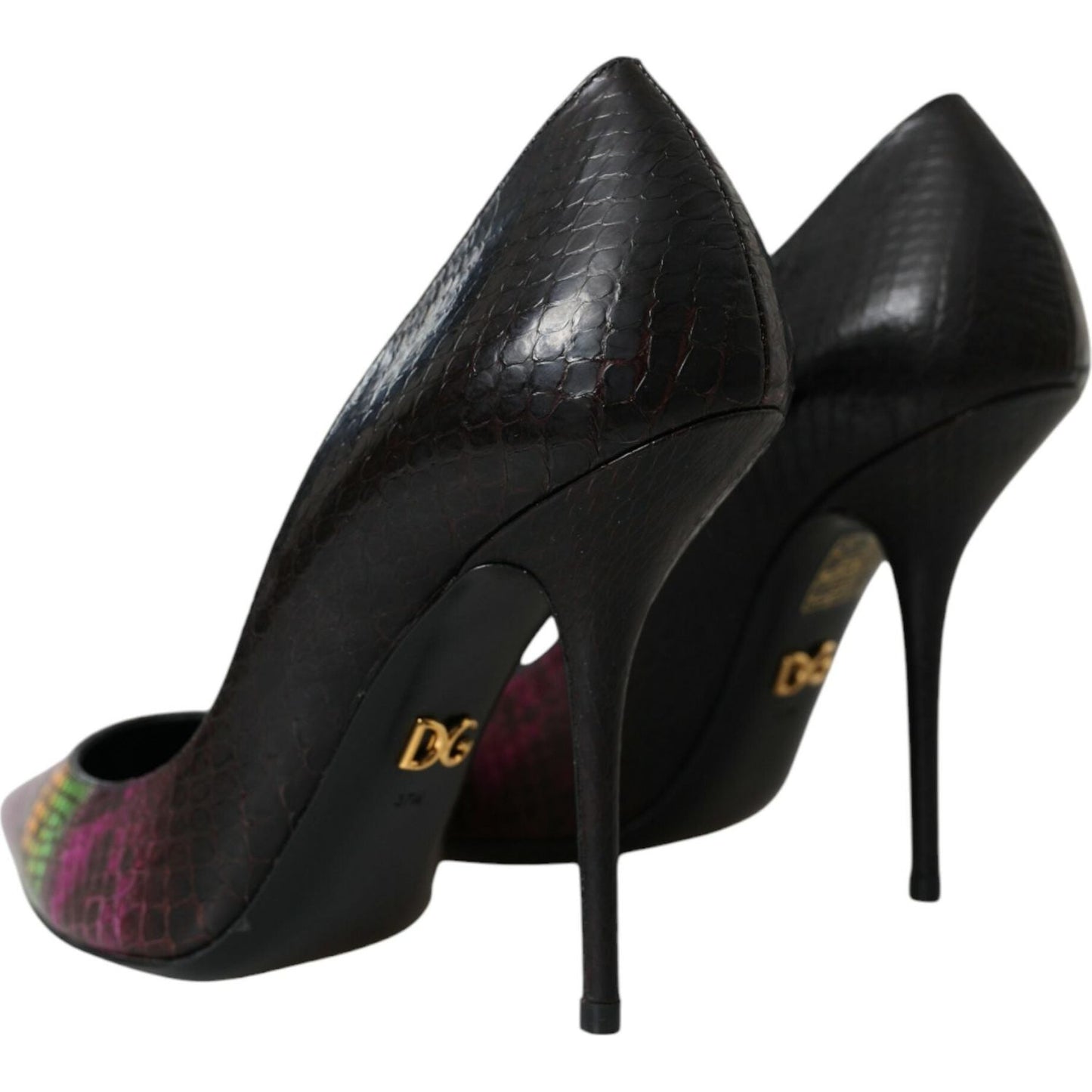 Dolce & Gabbana Multicolor Exotic Leather Heels Pumps Shoes Dolce & Gabbana Black