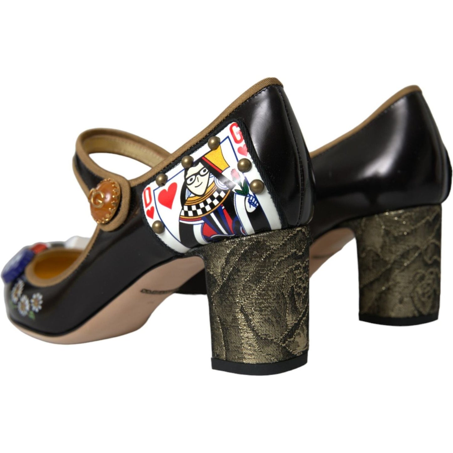 Dolce & Gabbana Black Leather Crystal Mary Jane Pumps Shoes Dolce & Gabbana Dark Slate Gray
