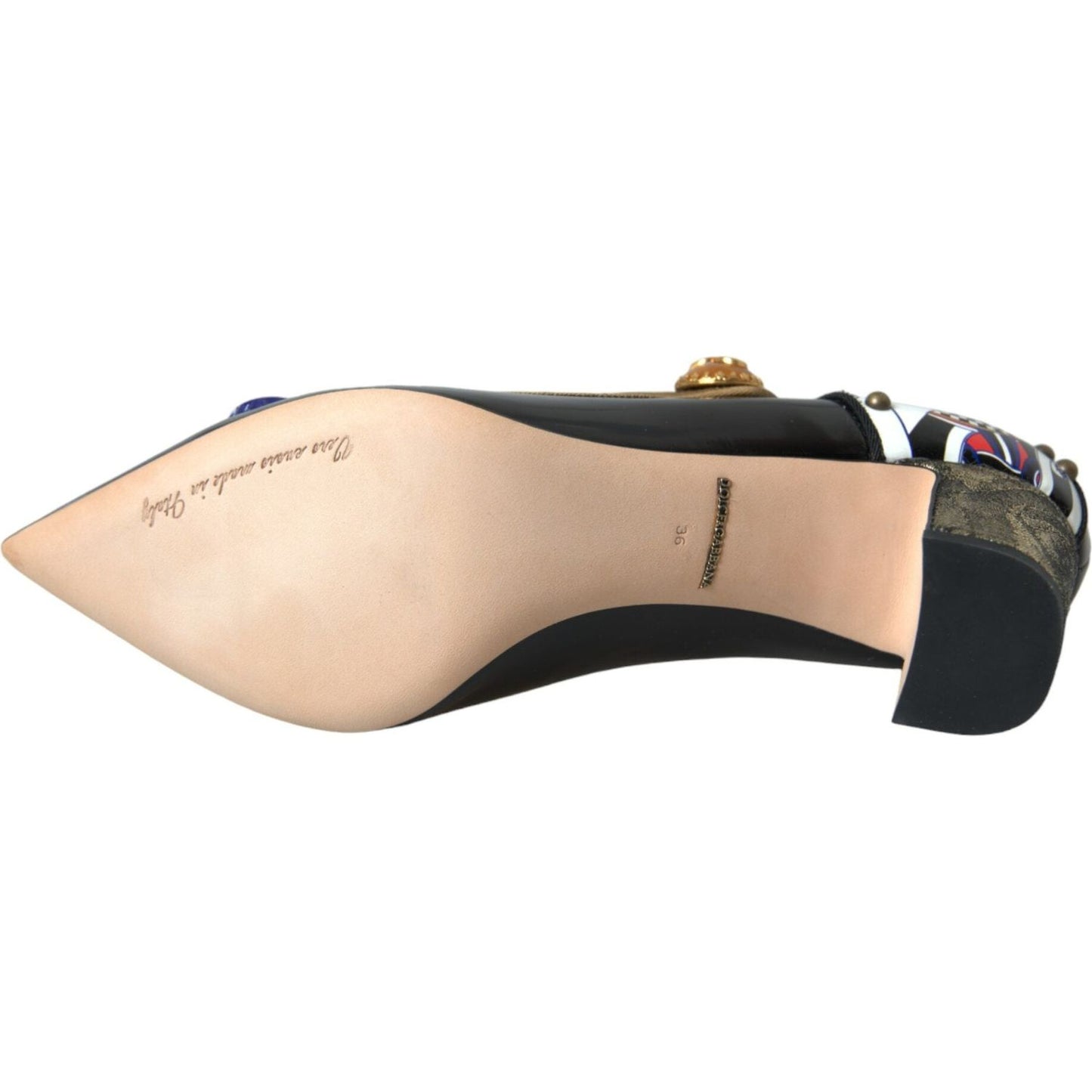Dolce & Gabbana Black Leather Crystal Mary Jane Pumps Shoes Dolce & Gabbana Wheat